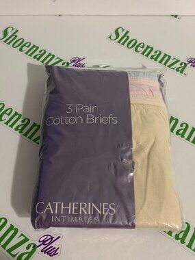 Catherines Brief Panties Underwear 3 100% Cotton Pack Beige Pink Plus 14 or 4X